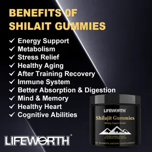 Pure Authentique Himalayan Shilajit Gummies Max Strength | Teneur élevée en acide fulvique | 85 + Minéraux | Stimule l'immunité et l'énergie