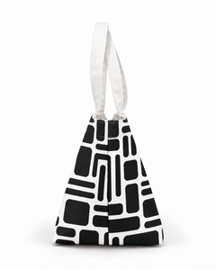 Sac fourre-tout à motif géométrique personnalisé, taille moyenne, en toile textile tendance pour usage quotidien, 100% RPET, faible MOQ, sac de shopping avec logo personnalisé - Product Image 4