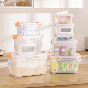 Plastic <b>Storage</b> <b>Box</b> Set Transparent <b>Stackable</b> Organizer For Kitchen Office Toy Snack <b>Storage</b> With Lid 5 Pieces - Product Image 3
