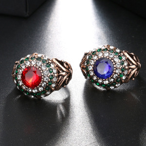 New Turkish Red <strong>Rings</strong> Antique Gold Color Women's Jewelry <strong>Golden</strong> Crown Green Crystal Finger <strong>Ring</strong> - Product Image 5