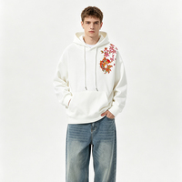 Hoodie Bordir Ikan Koi LOGO Kustom Baru 2026 Unisex Oversized Drop Shoulder Lucky Oriental Pullover OEM ODM Grosir