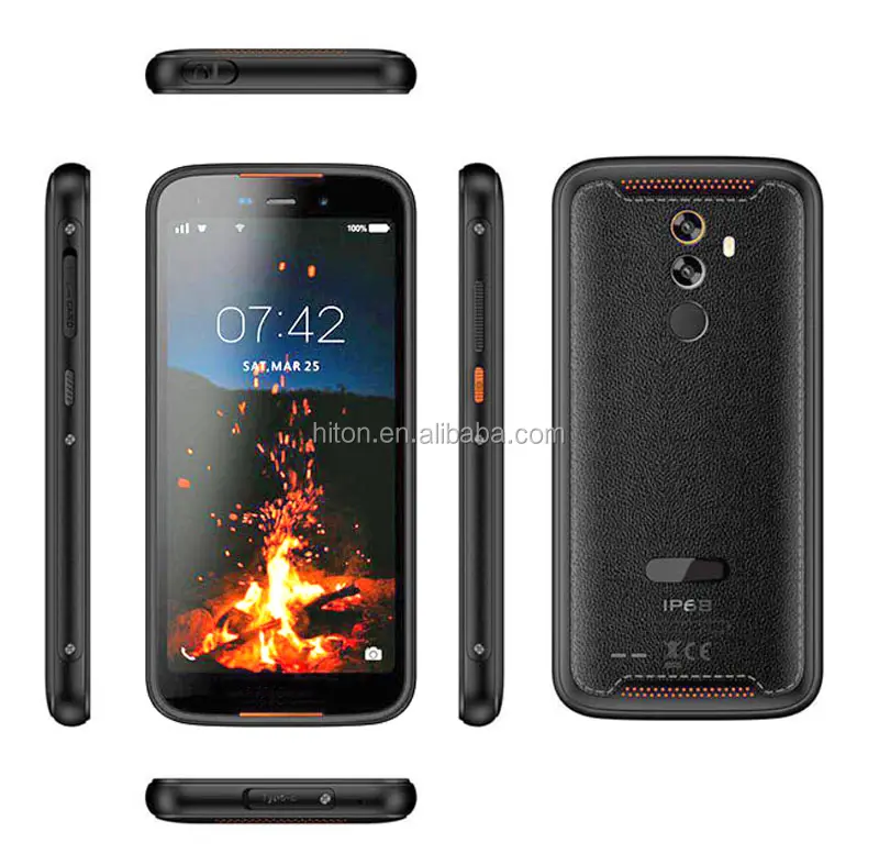 Cheapest HiDON 5.5" rugged phone with nfc Android 9.0 Fingerprint scanner Face ID ruggedized phones