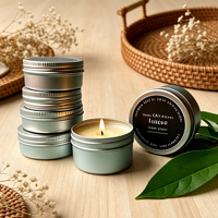 Boîte en fer blanc vide personnalisable avec logo pour bougies, boîte ronde en fer blanc avec couvercle à vis, finition laquée, emballage cadeau pour bougies