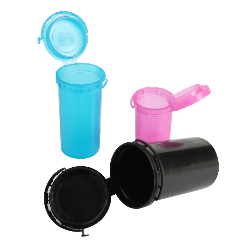 UKETA Recipiente de plástico personalizado para embalagem, tubo de pop top resistente a crianças com revestimento UV em forma de cilindro