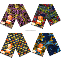 Kain cetak lilin Afrika logo kustom kualitas tinggi 100% lilin katun Ankara kain cetak lilin katun 6 yard
