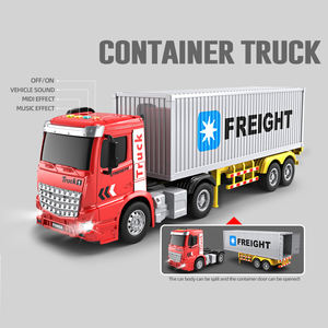 Venta caliente Niños 1:16 Escala Fricción Vehículo Simulación Contenedor Transporte Coche Camión Juguete Con Música Luz - Product Image 3