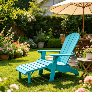 <span class=keywords><strong>Sedie</strong></span> Adirondack da <span class=keywords><strong>Giardino</strong></span> Blu <span class=keywords><strong>in</strong></span> Plastica HIPS con Poggiapiedi Estraibile - Product Image 1