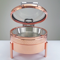Réchaud de buffet professionnel pour hôtels et restaurants, design Royal Moderne de luxe, finition martelée, en acier inoxydable, finition Or Rose