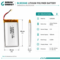 Paket Baterai Lithium Ion 3.7V 1500mAh Baterai LiPo Pouch Isi Ulang 903048 Kustom untuk Perangkat Elektronik Portabel