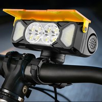 Luz Delantera para Bicicleta con Pantalla Digital, Bocina, Carga Tipo-C, Iluminación Exterior de Alto Brillo, Luz Blanca Cálida de Doble Haz, Batería