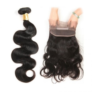 Extensiones de Cabello Humano Virgen Peruano Sin Procesar, Cabello Brasileño de Alta Calidad con Ondas Suaves y Frontal 360 - Product Image 1
