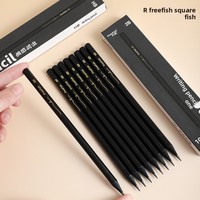Crayons hexagonaux en bois noir HB 2B pour examens, écriture scolaire, papeterie de bureau, fournitures en vrac
