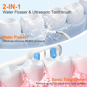 H2ofloss acqua e <span class=keywords><strong>spazzolino</strong></span> <span class=keywords><strong>elettrico</strong></span> Combo irrigatore orale ricaricabile per la pulizia dei denti Kit di pulizia orale 2-1 - Product Image 4