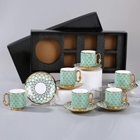 Nouveau design européen de luxe 6 tasses et assiettes tasses à café et soucoupes en porcelaine fine coffrets cadeaux