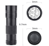 Lampe torche UV puissante à 12 LED, lumière noire, portable, en alliage d'aluminium, 395 nm, 365 nm, lampe de poche rechargeable par pile AAA, garantie 1 an REVOLIGHT