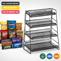 Présentoir à collations en fil métallique sur mesure pour comptoir, étagère à bonbons à plusieurs niveaux pour les achats rapides en magasin de proximité et à la station-service