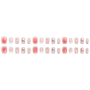 <span class=keywords><strong>Uñas</strong></span> Postizas de Verano al por Mayor, de ABS, con Degradado <span class=keywords><strong>Rosa</strong></span>, Arcoíris, Patrón de Corazón de Durazno, Forma Cuadrada, Reutilizables, <span class=keywords><strong>para</strong></span> <span class=keywords><strong>Niñas</strong></span> - Product Image 3