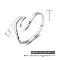 Anneaux de vague de mer, bijoux de doigt de surf océanique, anneau de surf en argent sterling 925 pour femmes, cadeau pour surfeur