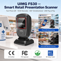 Scanner de codes QR mains libres intelligent à mise en veille automatique 1D 2D IP52 USB pour hôtels, billetterie, lieux événementiels et lecture de numéros de téléphone