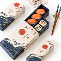 Boîte à sushi à double tiroir en papier alimentaire imprimé sur mesure, emballage recyclable pour la vente à emporter, emballage alimentaire pour restaurant