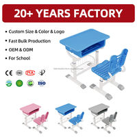 Ensemble de bureau et chaise d'école en plastique de haute qualité, réglable en hauteur, avec structure métallique durable, table d'étude pour étudiants en classe