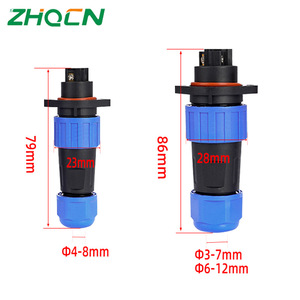Zhocn Waterproof Solderless Aviation Plug Socket LD16_20 2-Pin Flange Mount Electrical Connector IP68 Plastic - Product Image 1