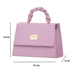 Bolso Bandolera Vintage Fana Lucela Lena de Asa Única, Color Lila, Cuero PU, Impermeable, para Verano e Invierno - Product Image 3