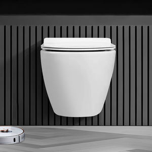 <span class=keywords><strong>WC</strong></span> suspendu avec réservoir encastré, <span class=keywords><strong>WC</strong></span> compact sans rebord pour optimiser l'espace, système de chasse d'eau puissant et avancé - Product Image 1