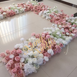 J-168 Arco Cuadrado de Flores de Seda Rosa y Blanca Románticas para Decoración de Bodas, Arco Floral Artificial para Escenario de Boda - Product Image 4