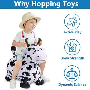 Plush Cow PVC Lightweight Foldable Bouncy <b>Hopper</b> Inflatable Ride-On <b>Toy</b> for Kids 40x28x49.5cm - Product Image 2
