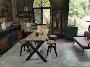 Công nghiệp cổ gấp kim loại thanh phân với ghế gỗ để bán - Product Image 6