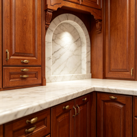 Meubles de cuisine de luxe en bois massif sculpté à la main, style campagnard traditionnel, ensemble de cuisine pour grand projet de villa, OEM ODM personnalisé