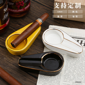 Customizable <b>Ceramic</b> Cigar <b>Ashtray</b> DD0893 Portable Home Gift With Logo Option - Product Image 1