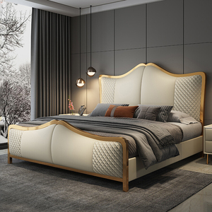 2025 nouveau Design moderne en bois King Size <span class=keywords><strong>chambre</strong></span> à <span class=keywords><strong>coucher</strong></span> Double complet cadre en bois maison de luxe Mdf <span class=keywords><strong>chambre</strong></span> ensemble de meubles - Product Image 1