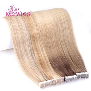 Extensiones de cabello humano KSWIGS 9-12A, virgen, con cinta adhesiva, cutícula alineada, doble capa, invisibles, con base de PU. - Product Image 1