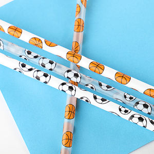 Cannucce da calcio sportive 2022, cannucce in plastica riutilizzabili per lo sport, cannuccia decorativa con design a calcio - Product Image 4