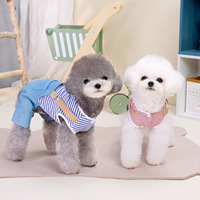 Vêtements rayés printemps/été pour animaux de compagnie, tenue pour chien Teddy, combinaison décontractée style coréen preppy avec bretelles, robe pour chat Ragdoll