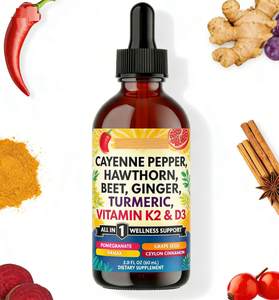 Gouttes buvables d'églantier et de curcuma avec vitamines D3 et K2, racine de betterave et cannelle de Ceylan - Complément naturel pour adultes - Product Image 5