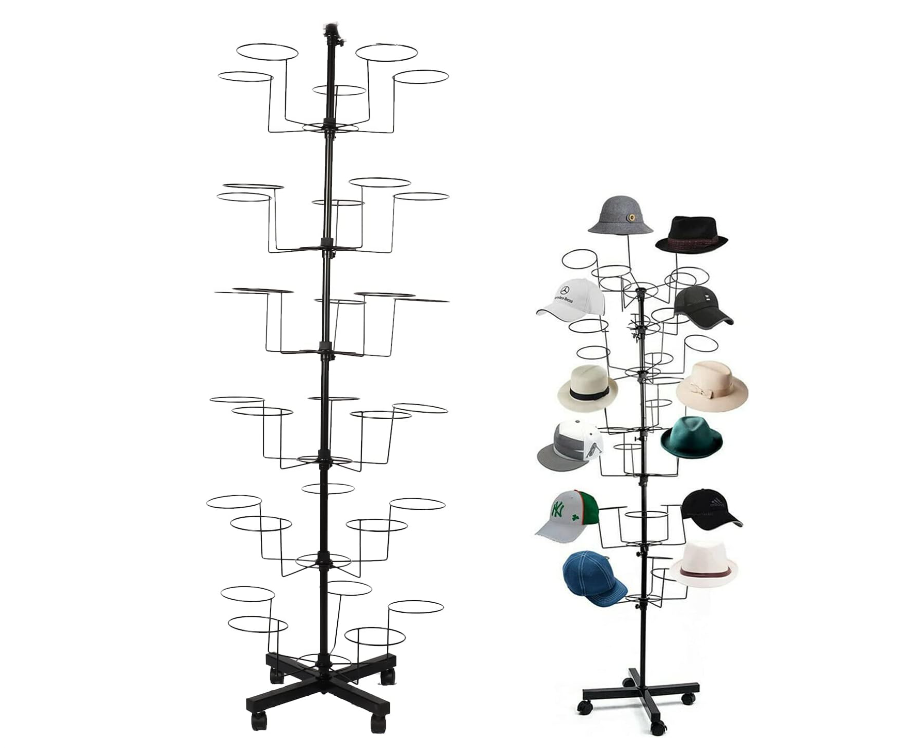 6 Tier hat hiển thị giá Đứng Xoay hat giá có thể điều chỉnh kim loại miễn phí đứng tầng đứng cho mũ bóng chày, phụ nữ và nam giới của