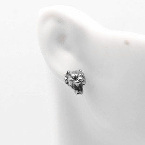 yunnique Tibetan <b>Silver</b> Tiger Head <b>Stud</b> Earrings Titanium Steel Animal Shape Fashion Jewelry - Product Image 4