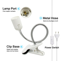 Liweida Support de lampe de bureau flexible à 360 degrés E27 Clip de base Prise de lumière Câble à col de cygne avec interrupteur marche-arrêt pour la lumière de croissance