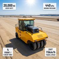 Compacteur hydraulique lourd à roues de 20 tonnes avec pression au sol de 440 kPa et largeur de roulement de 2270 mm à vendre