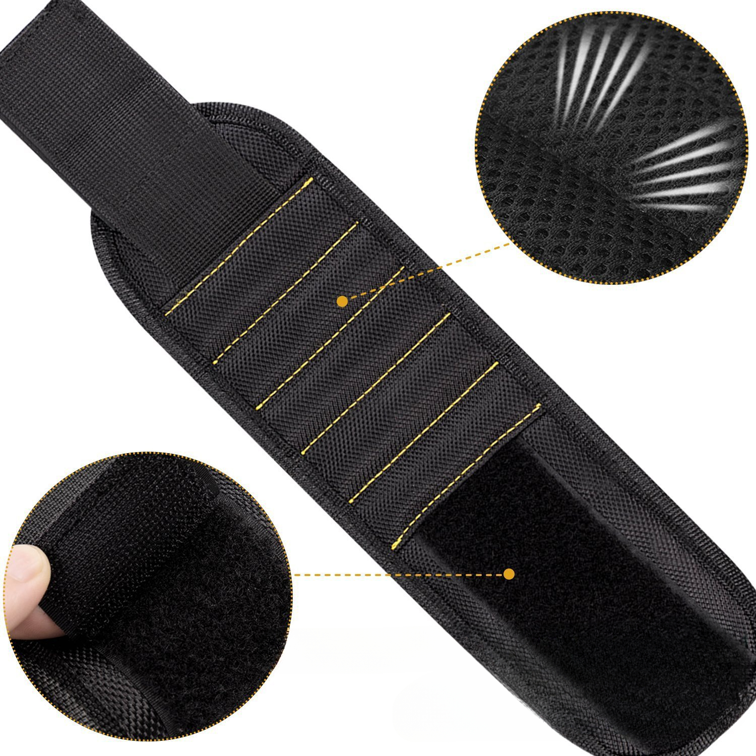 Magnetic Wristband 5 Slot Tool Holder Strong Magnetic DIY Wrist Band for Screws Nails Nuts Bolts Drill Bits Repair Kit Organizer