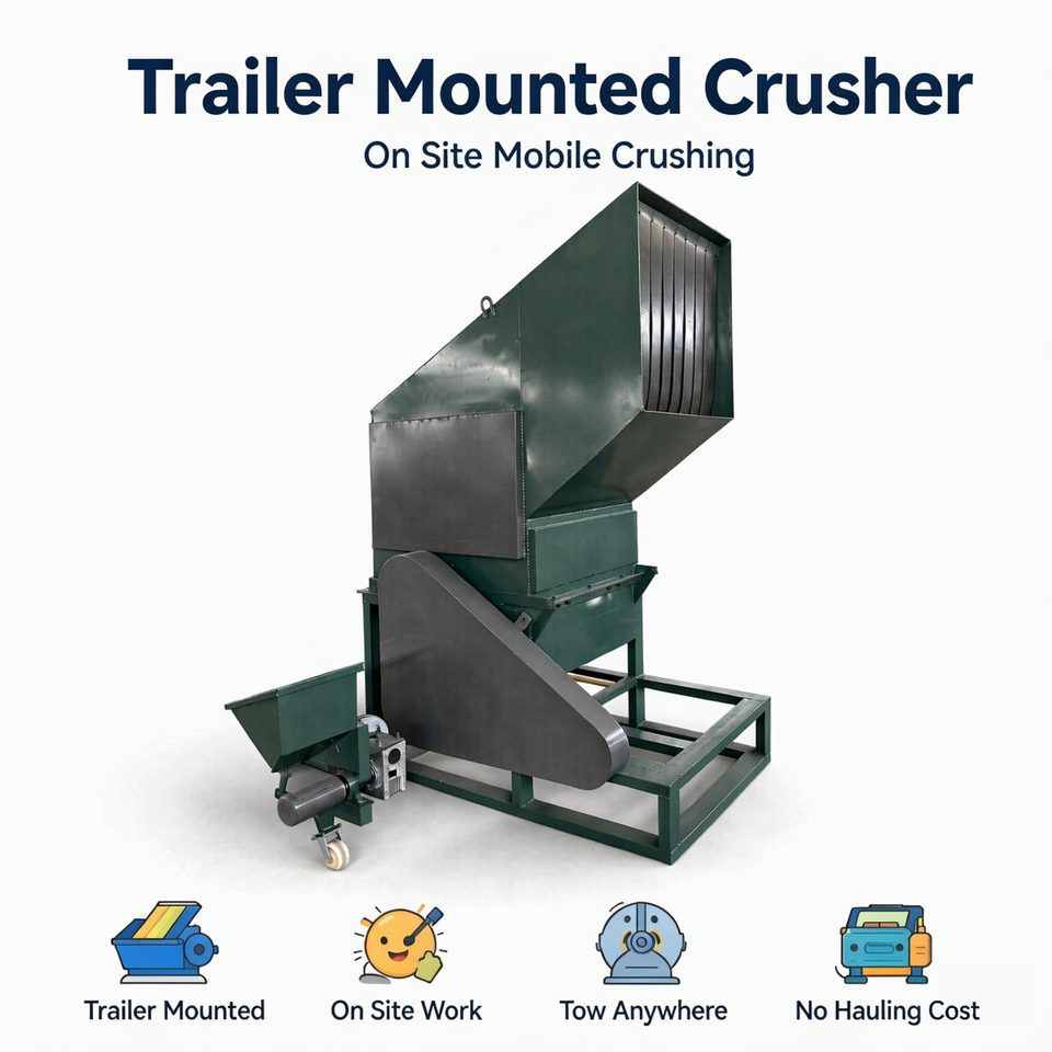 Trailer Mounted Mobile Plastic Crusher Machine for on Site Crushing at ...