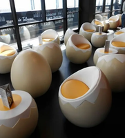 Leicht Luxuriöses Modernes Design Fiberglas Supermarkt Café Halle Außenbereich Restaurant Lounge Ei-förmiger Tisch und Stuhl für Restaurants