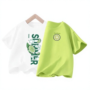 Toddler Boys Polyester/Cotton Knitted Short Sleeve Cartoon Print Crew Neck T-Shirt Custom Logo Breathable Eco-Friendly Quick Dry - Product Image 1