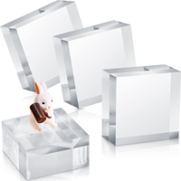 Bloc de présentation carré en acrylique, base transparente polie, cube, support de bijoux, présentoir pour bagues, base
