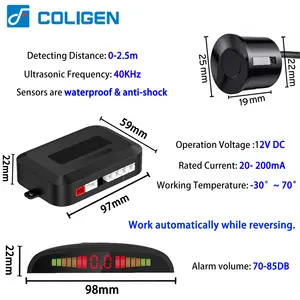 Coligen אוטומציה במפעל אוטומטי רדאר גיבוי 4 חיישן חניה מערכת רכב קדמי אחורי הפוך חיישן ערכת עם תצוגת LED