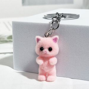 Resin Flocking Three-dimensional Cartoon Cute cat Pendant Mobile Phone Buckle Keychain DIY Accessory - Product Image 2