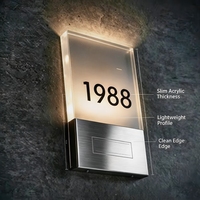 Boîte lumineuse murale 3D personnalisée avec logo en acrylique et acier inoxydable, rétroéclairée par LED, pour numéros de chambre d'hôtel, origine Chine